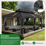 Patioslife Haven Gartenpavillon – Outdoor-Lounge mit Doppelbelüftung & Sichtschutzvorhängen – Eleganz & Komfort
