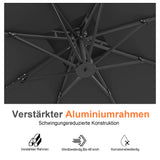 Patioslife Aegis Pro Ampelschirm -moderner Sonnenschirm mit Kreuzfuß und verstärktem Aluminiumgestell für Garten und Terrasse.