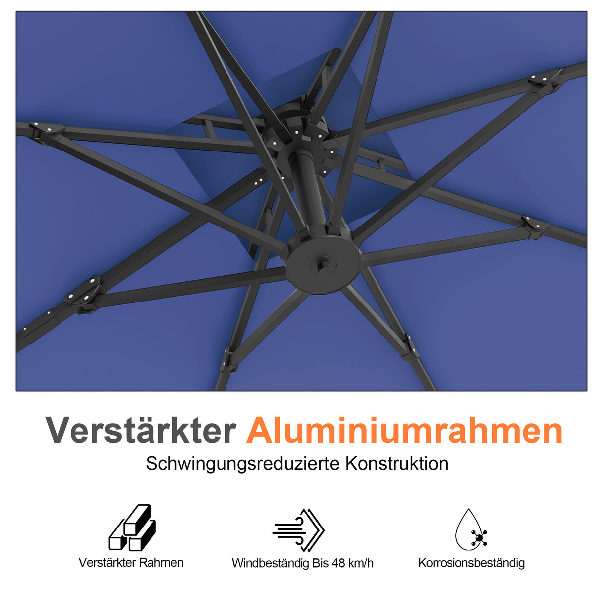 Patioslife Aegis Pro Ampelschirm -moderner Sonnenschirm mit Kreuzfuß und verstärktem