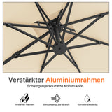Patioslife Aegis Pro Ampelschirm -moderner Sonnenschirm mit Kreuzfuß und verstärktem Aluminiumgestell für Garten und Terrasse.