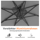 Patioslife Aegis Pro Ampelschirm -moderner Sonnenschirm mit Kreuzfuß und verstärktem Aluminiumgestell für Garten und Terrasse.