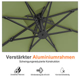 Patioslife Aegis Pro Ampelschirm -moderner Sonnenschirm mit Kreuzfuß und verstärktem Aluminiumgestell für Garten und Terrasse.