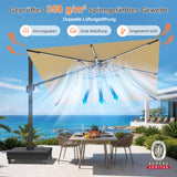 Patioslife Aegis Signature Drehbarer Ampelschirm mit verstellbarem Neigungswinkel | Großer Sonnenschirm für Garten, Terrasse & Poolbereich | Inkl. Premium-Schutzhülle