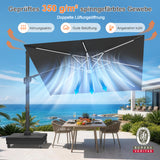 Patioslife Aegis Signature Drehbarer Ampelschirm mit verstellbarem Neigungswinkel | Großer Sonnenschirm für Garten, Terrasse & Poolbereich | Inkl. Premium-Schutzhülle