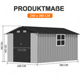 Patioslife YardVault Pro Gerätehaus Metall mit Fenster und abschließbarer Tür – aus verzinktem Stahl, rostgeschützt, extra stabil