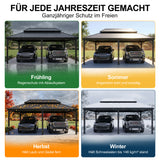 Patioslife Aluminium-Carport mit Stahldach – Wetterfester Fahrzeug-Unterstand für Auto, Motorrad & Wohnmobil