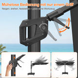 Patioslife Aegis Signature Drehbarer Ampelschirm mit verstellbarem Neigungswinkel | Großer Sonnenschirm für Garten, Terrasse & Poolbereich | Inkl. Premium-Schutzhülle