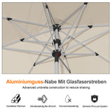 Patioslife Sonnenschirm – quadratisch & rund | Robuster Aluminiummast, doppelt belüftetes Schirmdach | 2,7 m, 3 m & 3,35 m