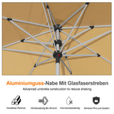Patioslife Sonnenschirm – quadratisch & rund | Robuster Aluminiummast, doppelt belüftetes Schirmdach | 2,7 m, 3 m & 3,35 m
