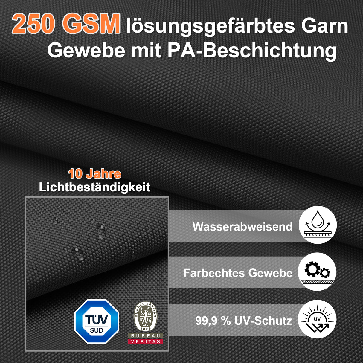 Patioslife Aegis Pro Ampelschirm – rechteckig, mit integrierter LED-Beleuchtung, Metall-Kreuzfuß & verstärktem Aluminiumgestell