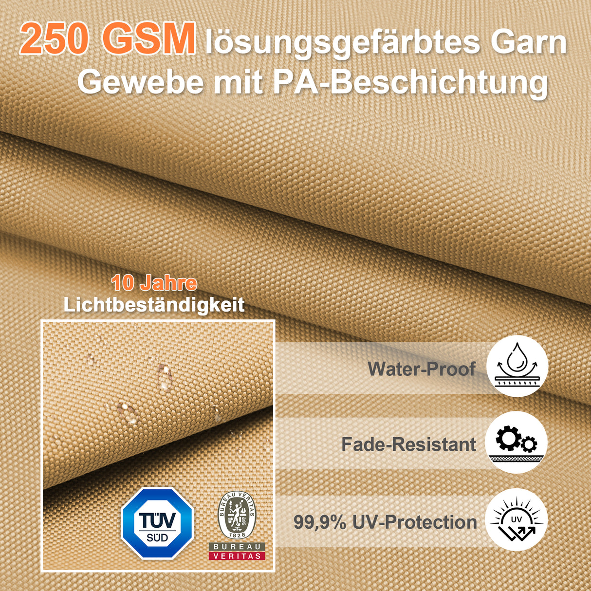 Patioslife Aegis Pro Ampelschirm -moderner Sonnenschirm mit Kreuzfuß und verstärktem Aluminiumgestell für Garten und Terrasse.