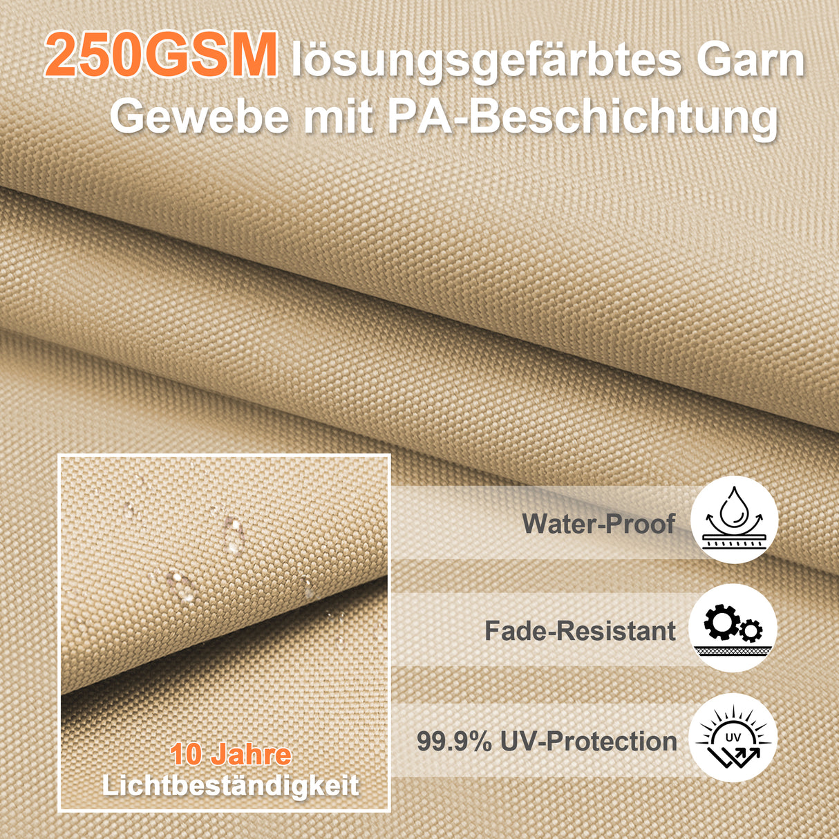 Patioslife Aegis Pro Ampelschirm mit LED-Beleuchtung – verstärkte, pulverbeschichtete Aluminiumkonstruktion für Garten und Terrasse