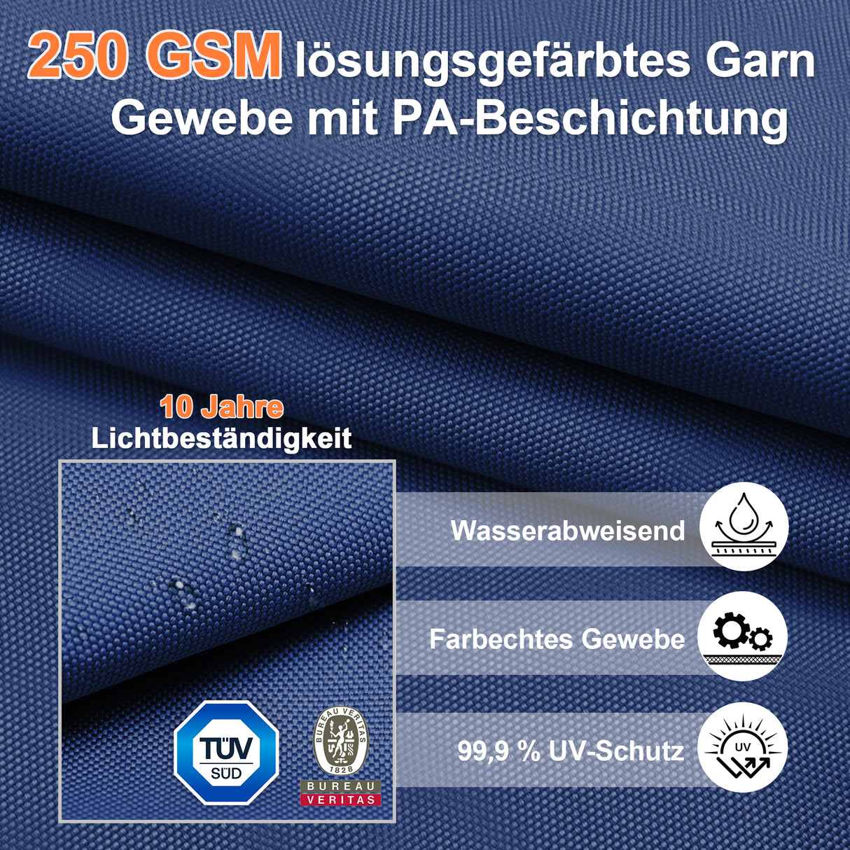 Patioslife Aegis Pro Ampelschirm – rechteckig, mit integrierter LED-Beleuchtung, Metall-Kreuzfuß & verstärktem Aluminiumgestell