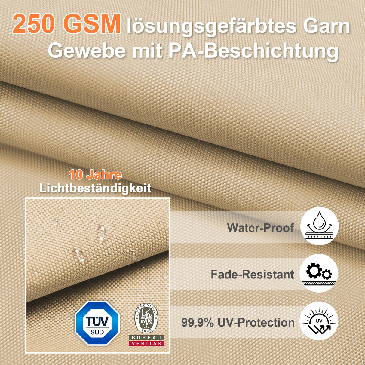 Patioslife Aegis Pro Ampelschirm – rechteckig, mit integrierter LED-Beleuchtung, Metall-Kreuzfuß & verstärktem Aluminiumgestell