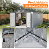Patioslife YardVault Pro Gerätehaus Metall mit Fenster und abschließbarer Tür – aus verzinktem Stahl, rostgeschützt, extra stabil