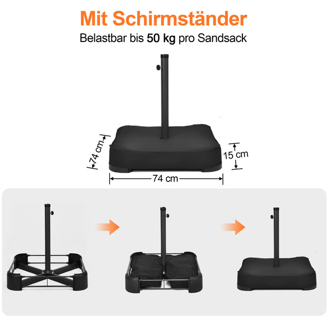 Patioslife Aegis – Motorisierter Doppeldach-Sonnenschirm mit Fernbedienung, UPF 50+, Solar-LED-Beleuchtung und sturmfestem Gestell