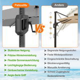Patioslife Aegis Pro Ampelschirm mit LED-Beleuchtung – verstärkte, pulverbeschichtete Aluminiumkonstruktion für Garten und Terrasse