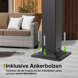 Patioslife Atlantic™ Aluminium-Lamellenpergola – freistehende Pergola mit verstellbarem Lamellendach