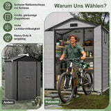 Patioslife YardVault Gerätehaus aus wetterfestem Kunstharz – mit Boden, Schloss und Fenster