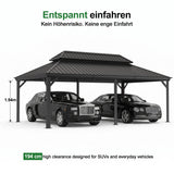 Patioslife Aluminium-Carport mit Stahldach – Wetterfester Fahrzeug-Unterstand für Auto, Motorrad & Wohnmobil