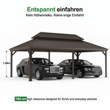 Patioslife Aluminium-Carport mit Stahldach – Wetterfester Fahrzeug-Unterstand für Auto, Motorrad & Wohnmobil