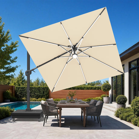 Patioslife Aegis Signature Drehbarer Ampelschirm mit verstellbarem Neigungswinkel | Großer Sonnenschirm für Garten, Terrasse & Poolbereich | Inkl. Premium-Schutzhülle