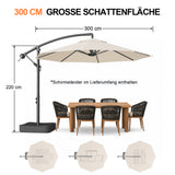 Patioslife Ampelschirm 3,0 m mit Standfuß – Stabiler Premium-Sonnenschirm für Terrasse, Garten & Lounge